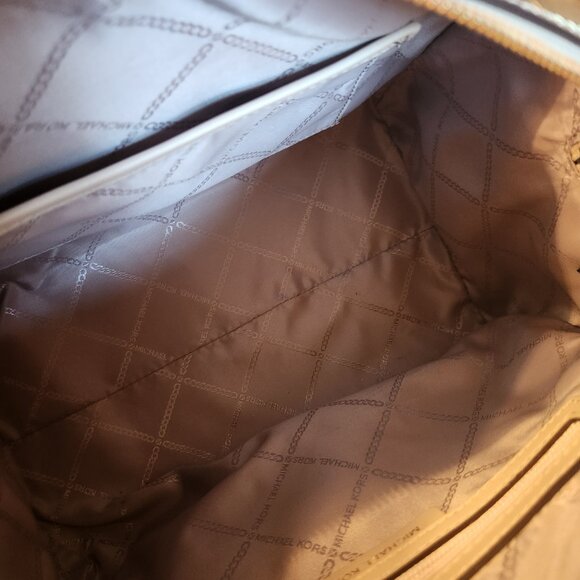 Michael Kors Gold Embossed MK Gold Metallic-Finish Grayson Satchel - Picture 8 of 12